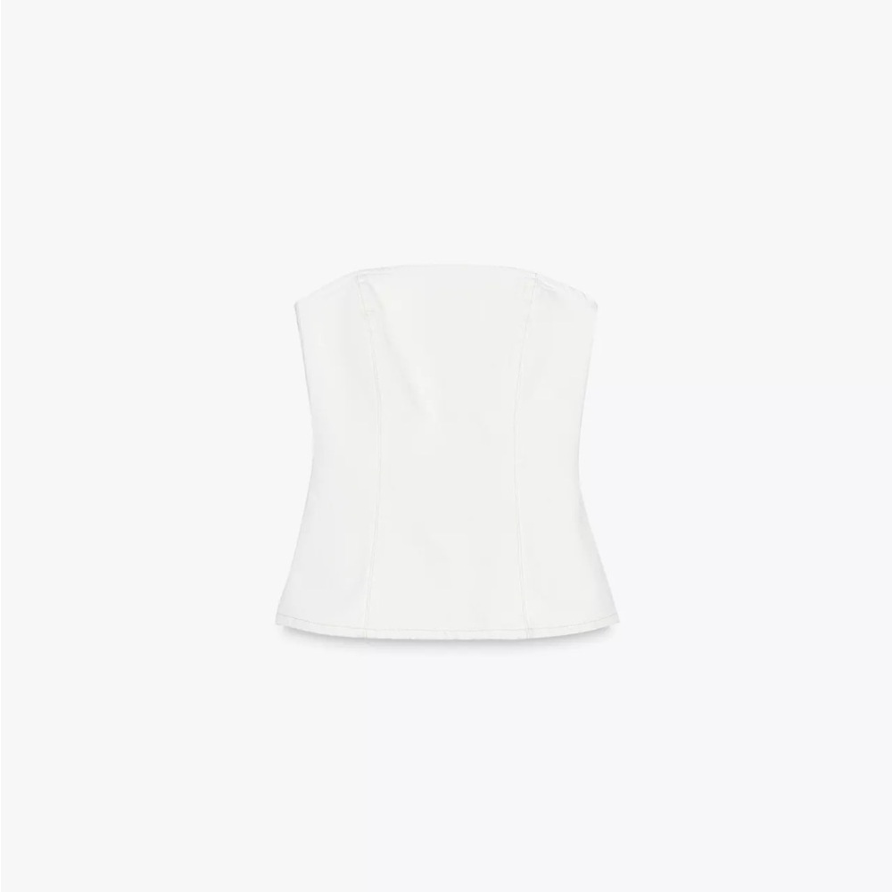 Zara Denim White Strapless top — BRAND NEW